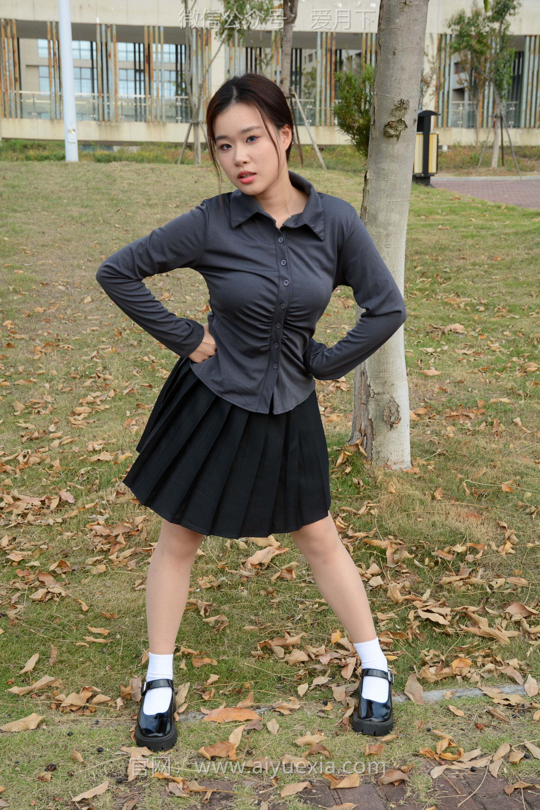 月下摄影 NO.006 茜茜 ~灰色小JK 这身灰色小JK被我穿出了正装的感觉  第45张