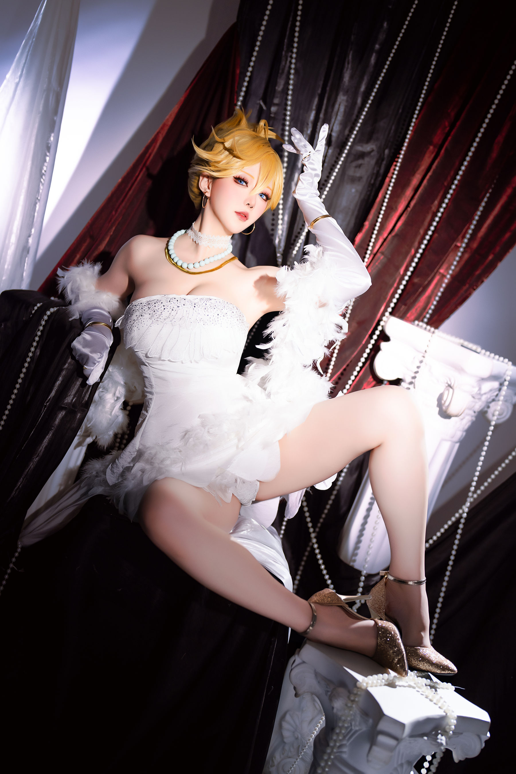 Coser小姐姐 星之迟迟 - 吊带袜天使 潘迪礼服  第6张